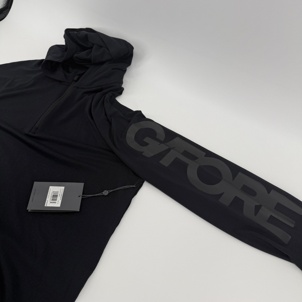 G/FORE Mens Onyx 1/4 Zip Hoodie G4MA23K124 Black Tech Golf Pullover Size M NEW